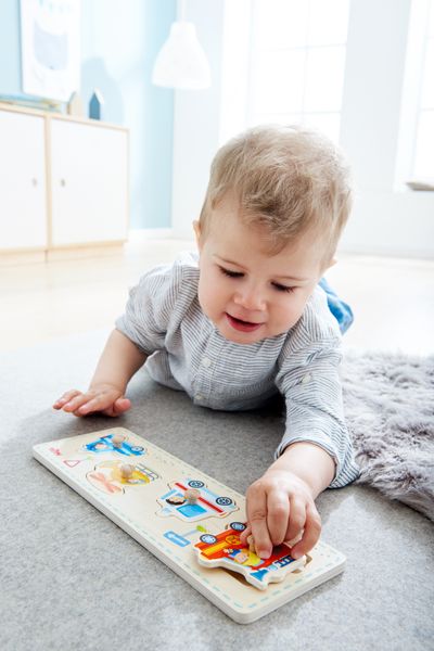 ХАБА Дървен пъзел с дръжки Превозни средства 5 части (1+)