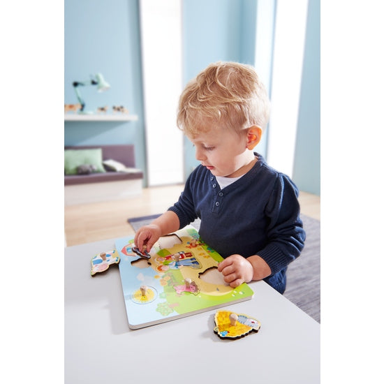 ХАБА Дървен пъзел с дръжки Ферма за най-малките (1+)