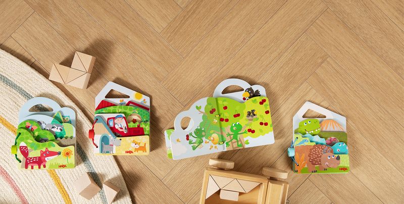 ХАБА Дървена бебешка книжка Овощна градина