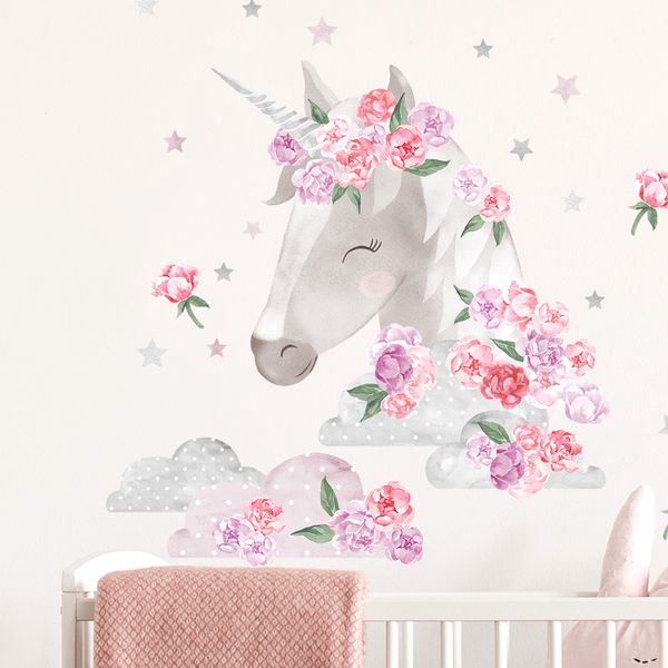Pastelowe Love стикери за стена Еднорог в розов цвят