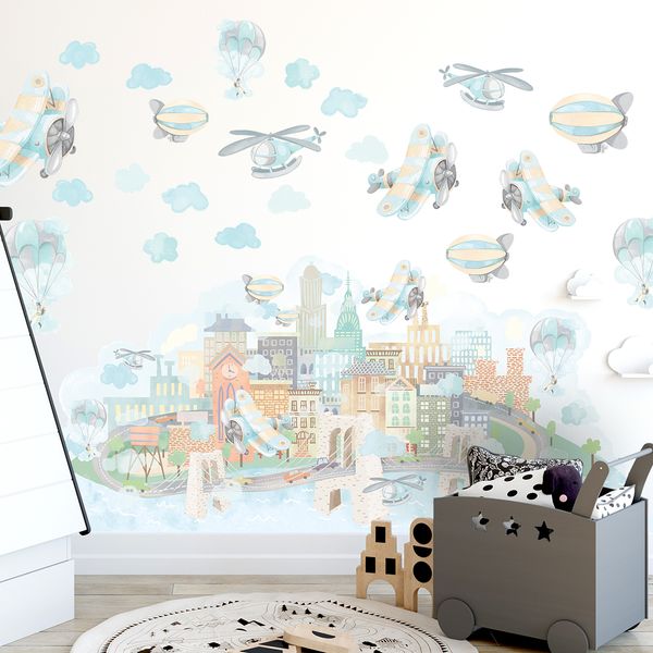 Pastelowe Love стикери за стена Самолети