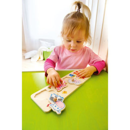 ХАБА Пъзел с дръжки Домашни животни, дърво, за най-малките, 5 части, 1 година