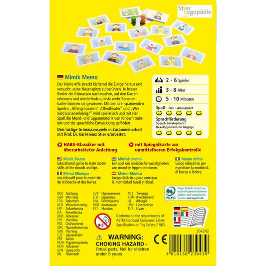 ХАБА ТРИ игри за устна моторика МЕМО С МИМИКИ (3-8)