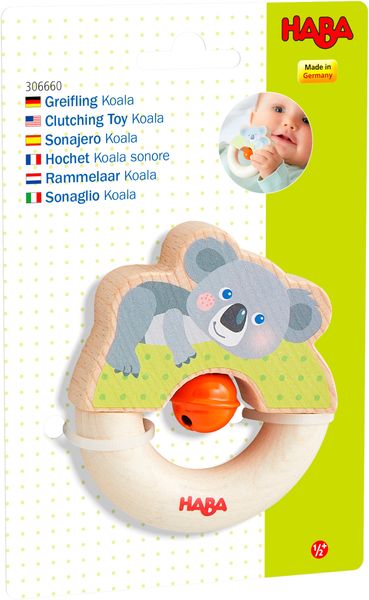 ХАБА Дървена бебешка дрънкалка Коала