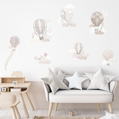 Стикери за стена за детска стая с балони в бежов цвят. Декоративни стикери за момичета и момчета с венци, балони и облаци от Pastelowe Love | 4myfamily