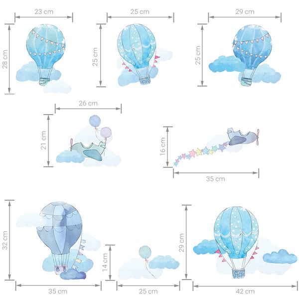 Pastelowe Love стикери за стена Сини балони