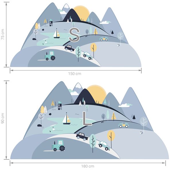 Pastelowe Love стикери за стена Сини планини