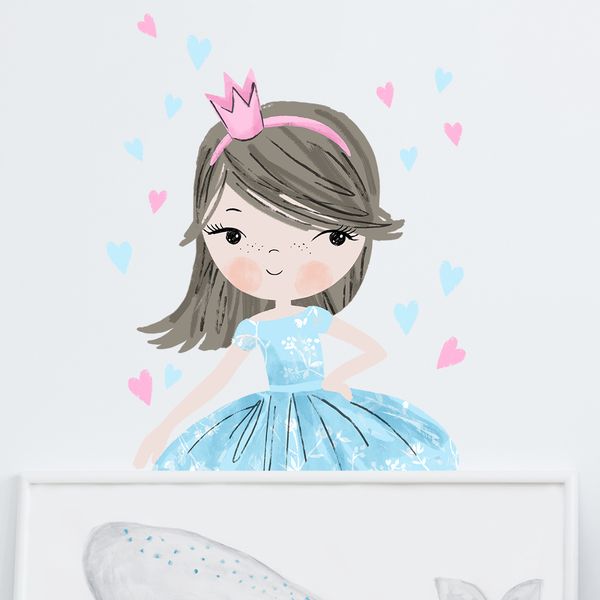 Pastelowe Love стикери за стена Очарователна принцеса в син цвят