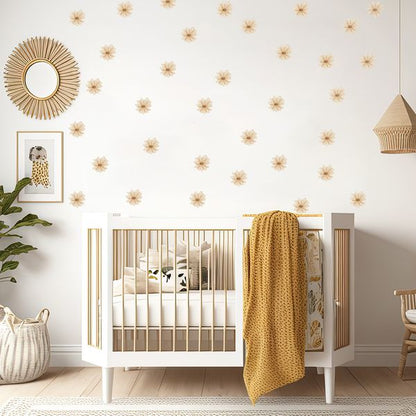 Декоративни стикери за стена с маргаритки с естествени цветове в бохо стил от Pastelowe Love | 4myfamily