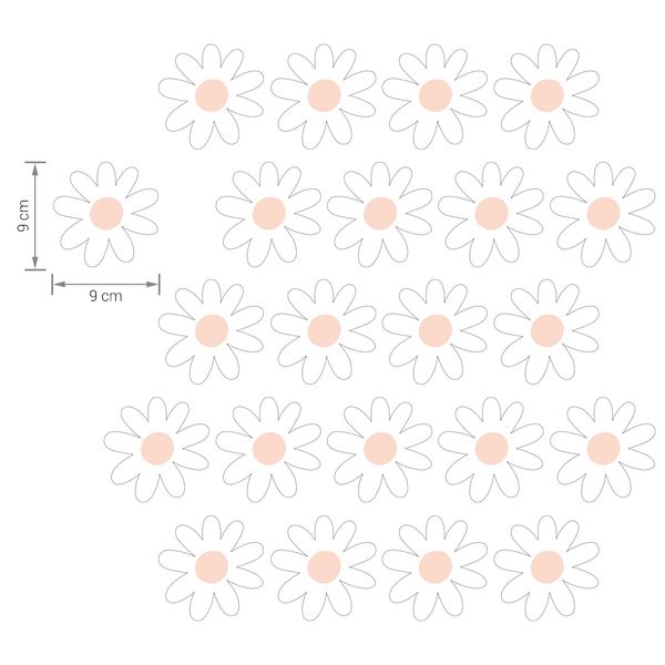Pastelowe Love стикери за стена Красиви маргаритки VII