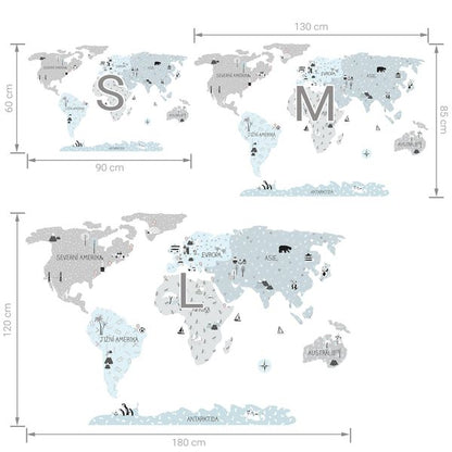 Pastelowe Love стикери за стена Карта на света еко (на чешки)