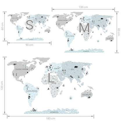 Pastelowe Love стикери за стена Еко карта на света (на словенски)