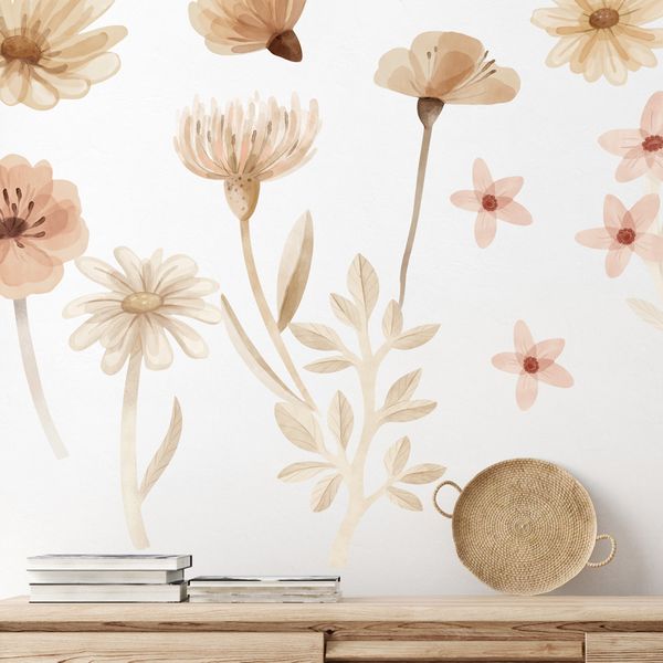 Pastelowe Love стикери за стена Поляна с акварелни цветя I