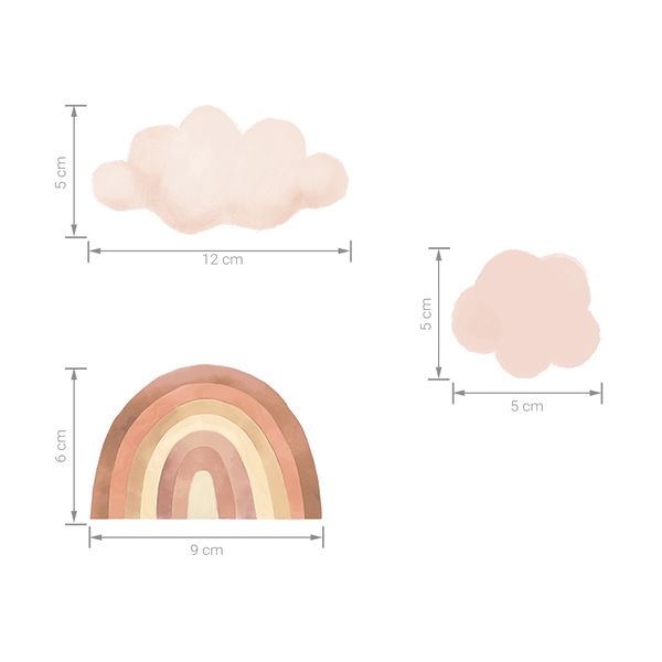 Pastelowe Love стикери за стена Мини дъги в бежов цвят