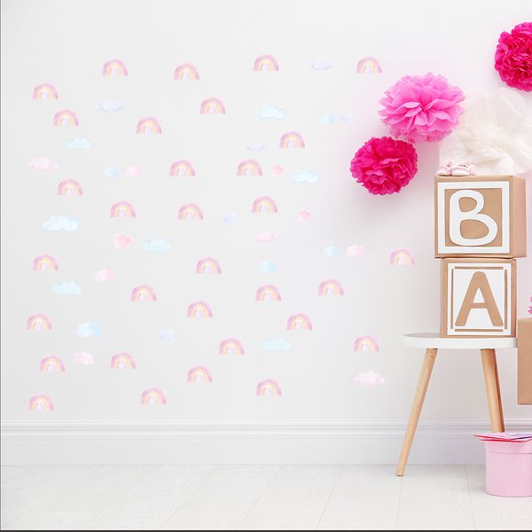 Pastelowe Love стикери за стена Мини дъги в розов цвят