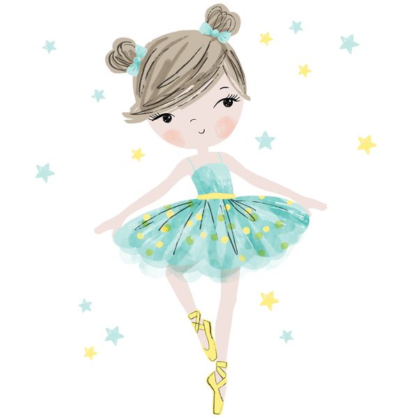 Pastelowe Love стикери за стена Изящна балерина в цвят мента