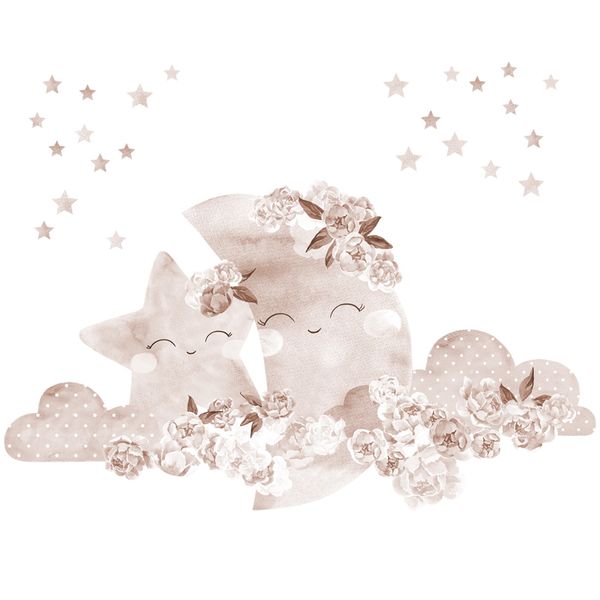 Pastelowe Love стикери за стена Луна в стил Бохо