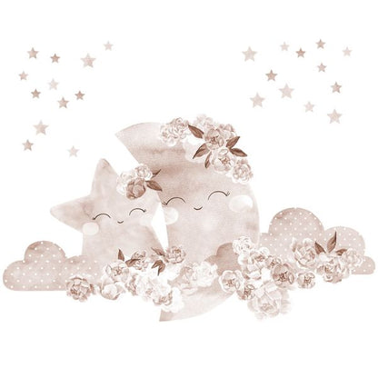 Pastelowe Love стикери за стена Луна в стил Бохо