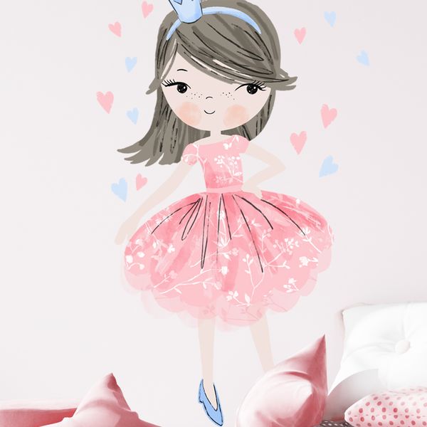 Pastelowe Love стикери за стена Очарователна принцеса в розов цвят