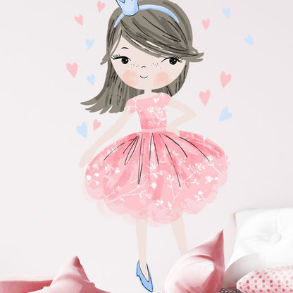 Pastelowe Love стикери за стена Очарователна принцеса в розов цвят