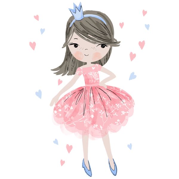 Pastelowe Love стикери за стена Очарователна принцеса в розов цвят