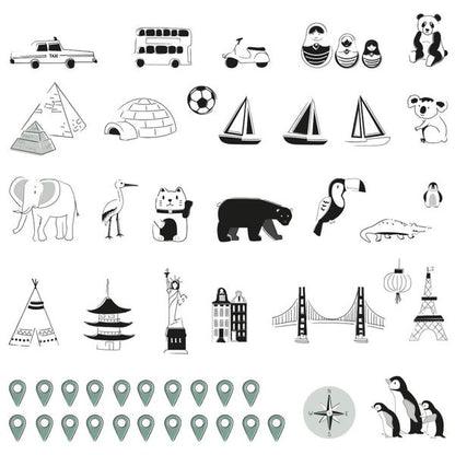 Pastelowe Love стикери за стена Тропическа пясъчна карта (на немски)