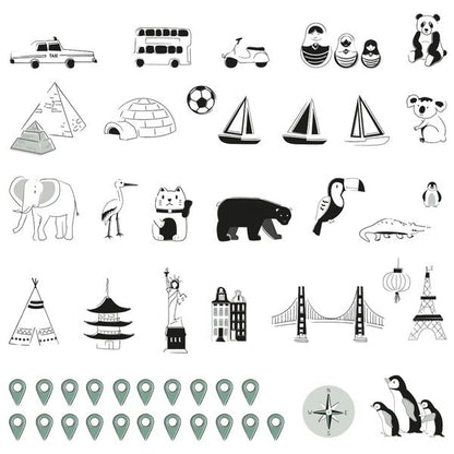 Pastelowe Love стикери за стена Тропическа пясъчна карта (на нидерландски)