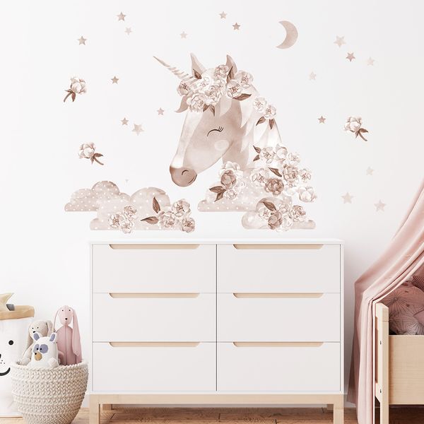 Pastelowe Love стикери за стена Еднорог в стил Бохо